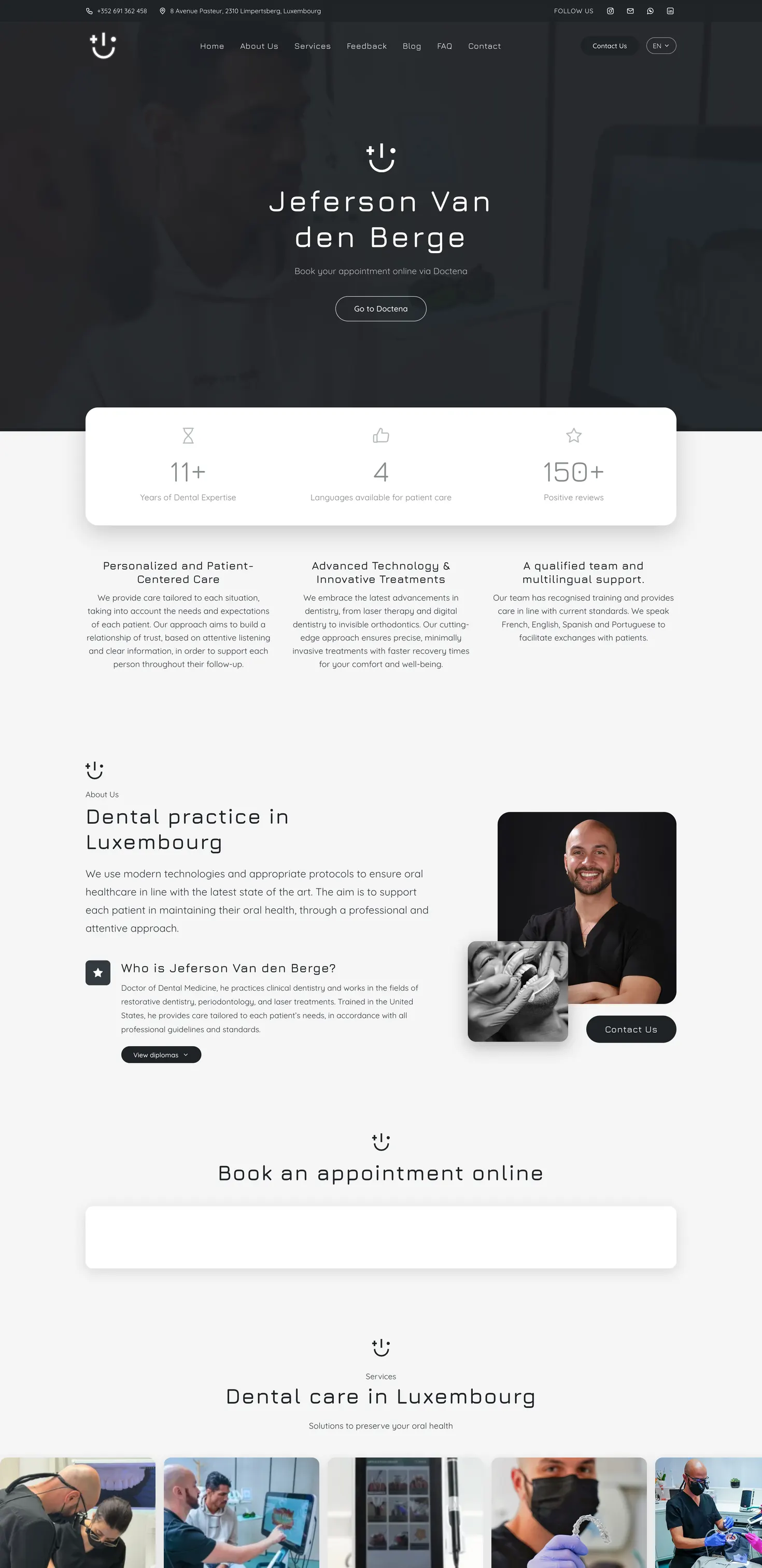 Criação de site para dentista: o site do Jeferson Van den Berge feito pela L’Atelier 54, parte 1 de 3 da página inicial