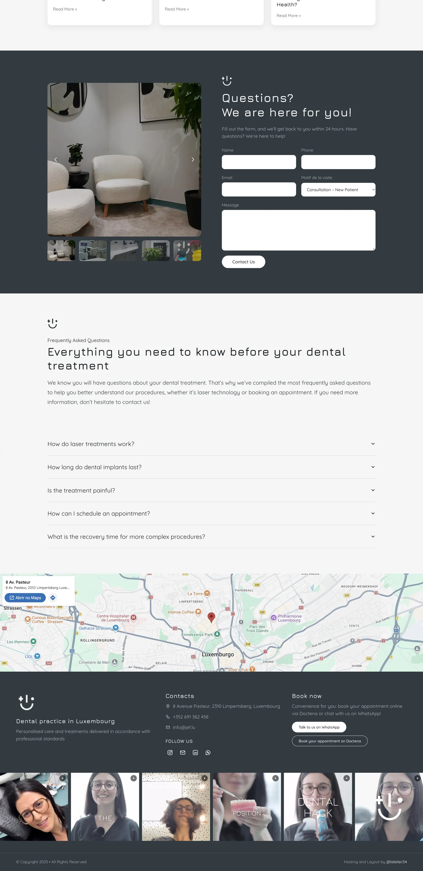 Criação de site para dentista: o site do Jeferson Van den Berge feito pela L’Atelier 54, parte 3 de 3 da página inicial