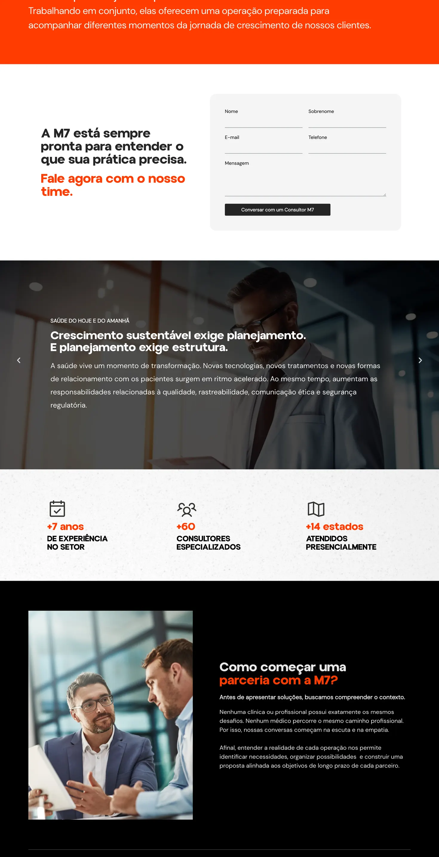 Site da M7 Group criado pela L’Atelier 54: parte 2 de 3 da página inicial